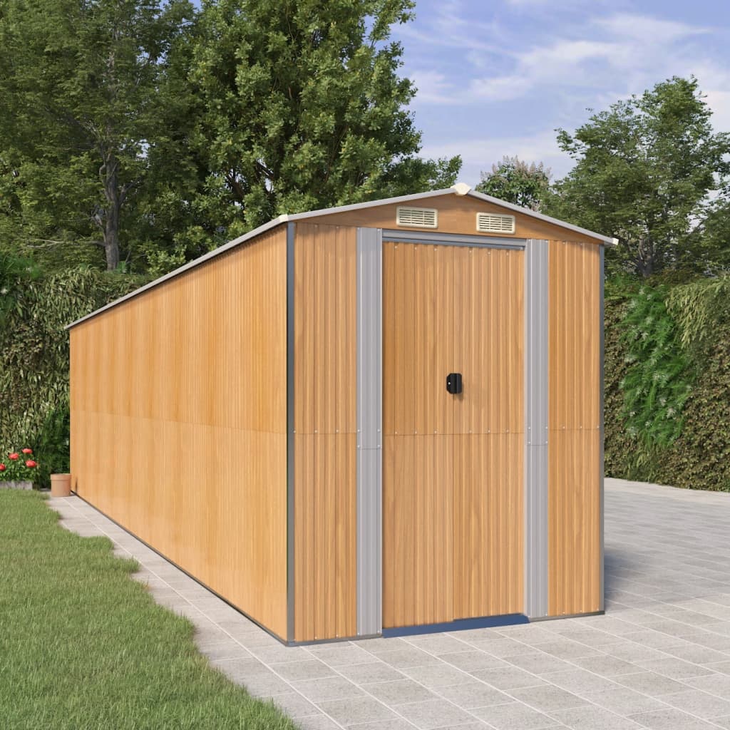 vidaXL Garden Shed Light Brown 192x772x223 cm Galvanised Steel