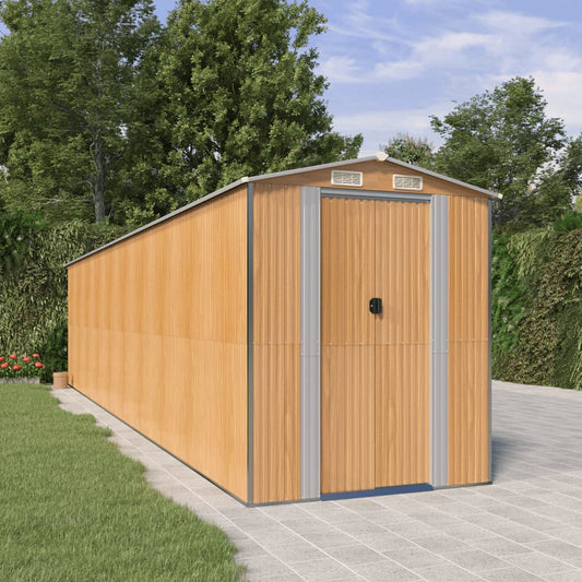 vidaXL Garden Shed Light Brown 192x855x223 cm Galvanised Steel