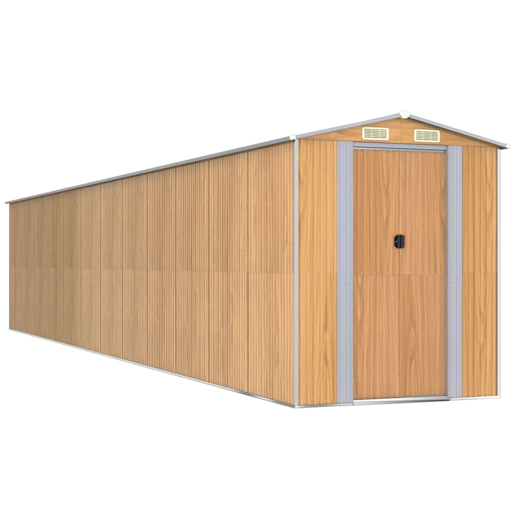 vidaXL Garden Shed Light Brown 192x1021x223 cm Galvanised Steel
