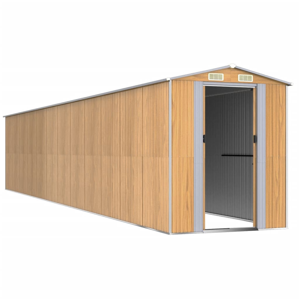 vidaXL Garden Shed Light Brown 192x1021x223 cm Galvanised Steel
