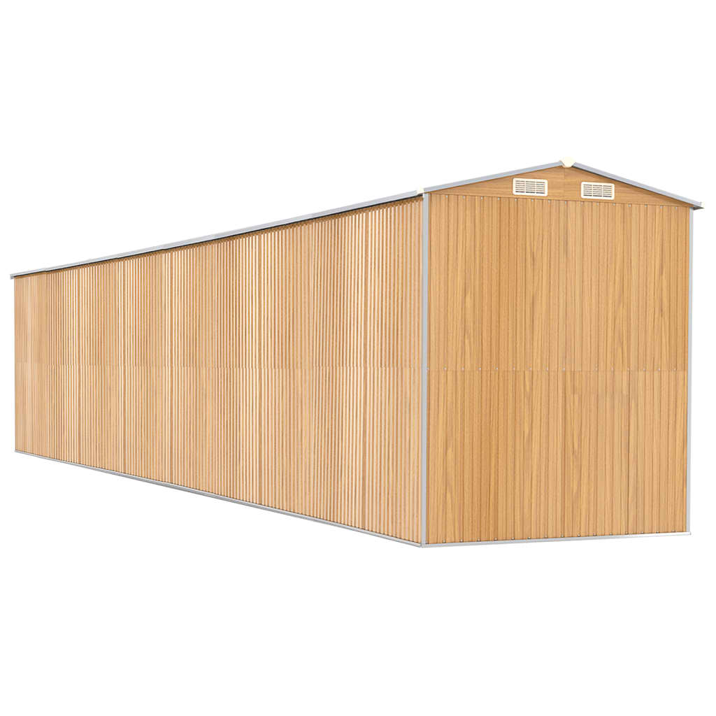 vidaXL Garden Shed Light Brown 192x1021x223 cm Galvanised Steel