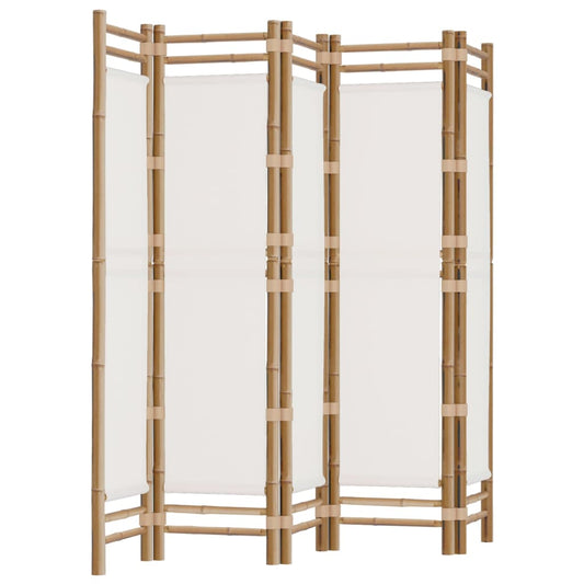 vidaXL Folding 5-Panel Room Divider 200 cm Bamboo and Canvas