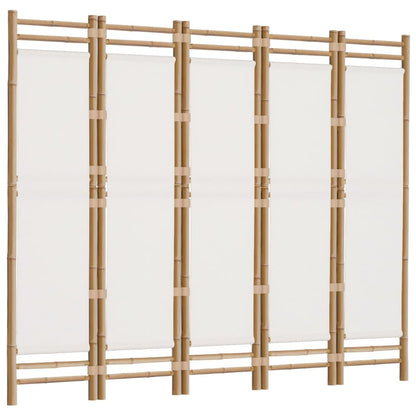 vidaXL Folding 5-Panel Room Divider 200 cm Bamboo and Canvas