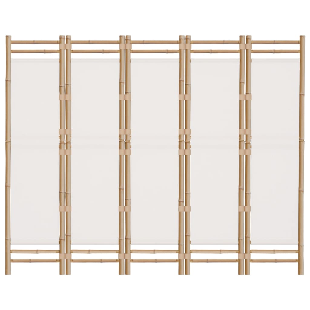 vidaXL Folding 5-Panel Room Divider 200 cm Bamboo and Canvas