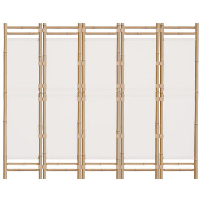 vidaXL Folding 5-Panel Room Divider 200 cm Bamboo and Canvas