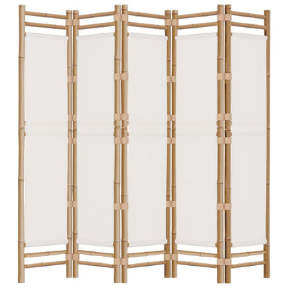vidaXL Folding 5-Panel Room Divider 200 cm Bamboo and Canvas