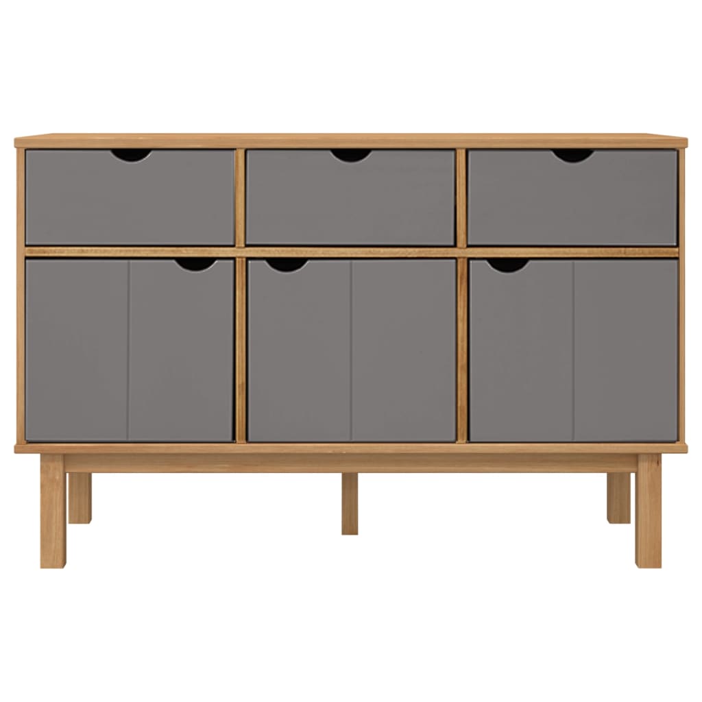vidaXL Sideboard "OTTA" Brown and Grey 114x43x73,5 cm Solid Wood Pine