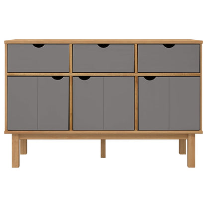 vidaXL Sideboard "OTTA" Brown and Grey 114x43x73,5 cm Solid Wood Pine