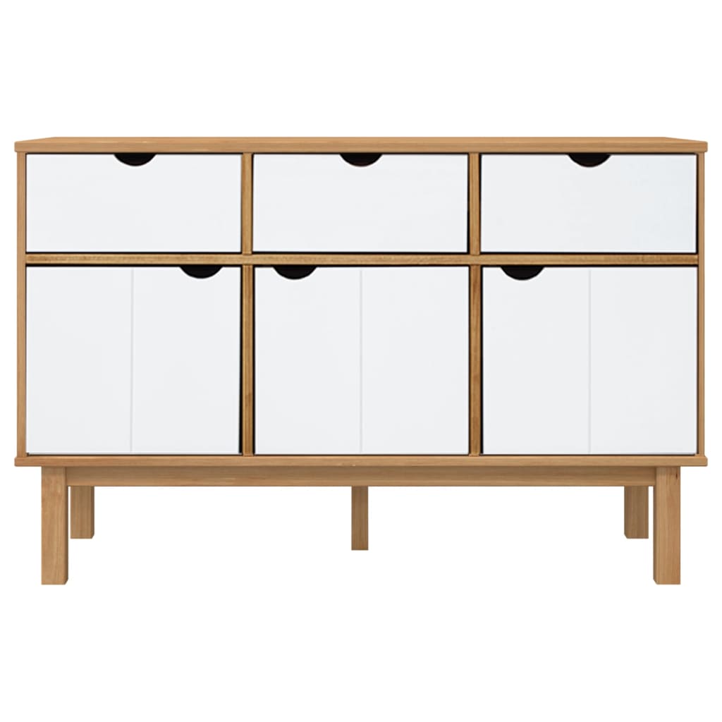 vidaXL Sideboard "OTTA" Brown and White 114x43x73,5 cm Solid Wood Pine