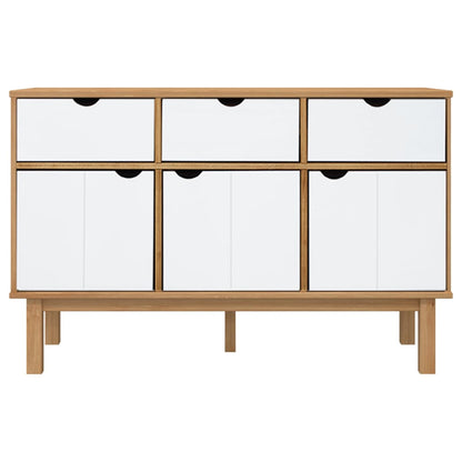 vidaXL Sideboard "OTTA" Brown and White 114x43x73,5 cm Solid Wood Pine