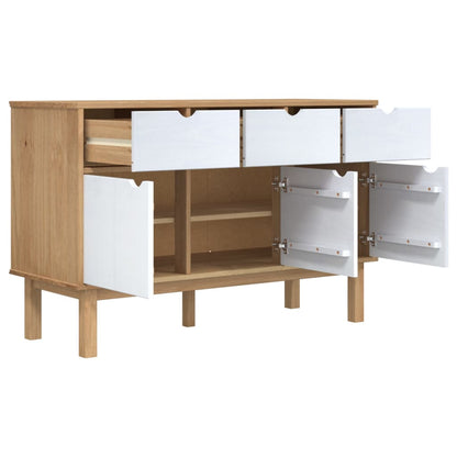 vidaXL Sideboard "OTTA" Brown and White 114x43x73,5 cm Solid Wood Pine
