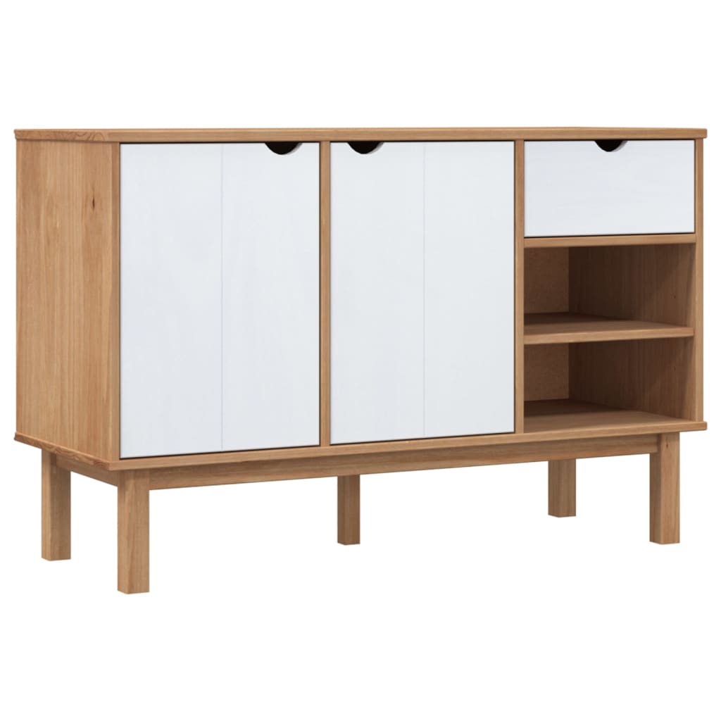 vidaXL Sideboard "OTTA" Brown and White 114x43x73,5 cm Solid Wood Pine