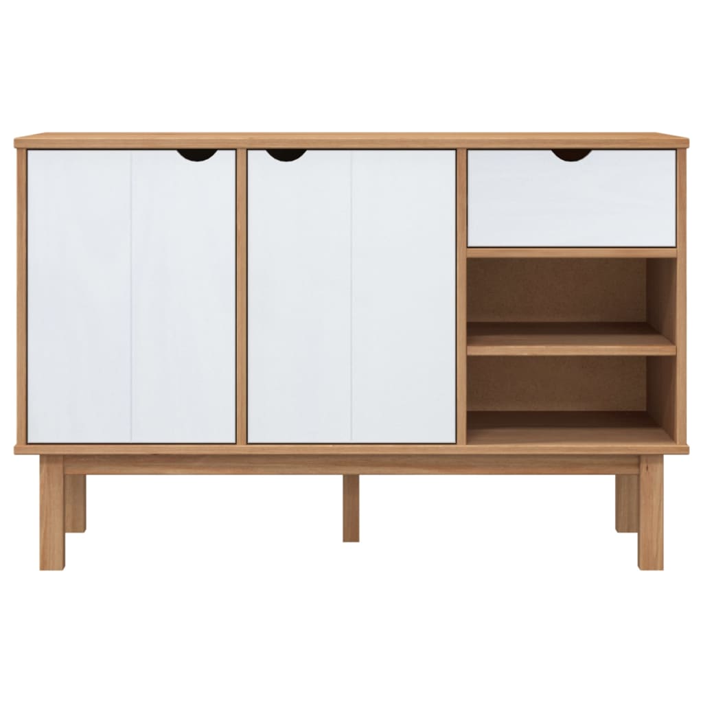 vidaXL Sideboard "OTTA" Brown and White 114x43x73,5 cm Solid Wood Pine