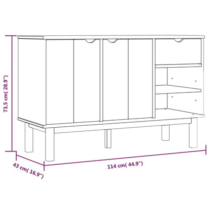 vidaXL Sideboard OTTA Brown and White 114x43x73.5 cm Solid Wood Pine
