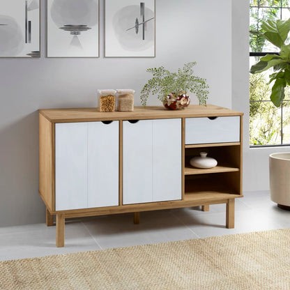 vidaXL Sideboard OTTA Brown and White 114x43x73.5 cm Solid Wood Pine