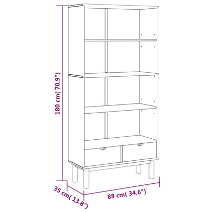 vidaXL Bookcase "OTTA" with 2 Drawers Brown Solid Wood Pine