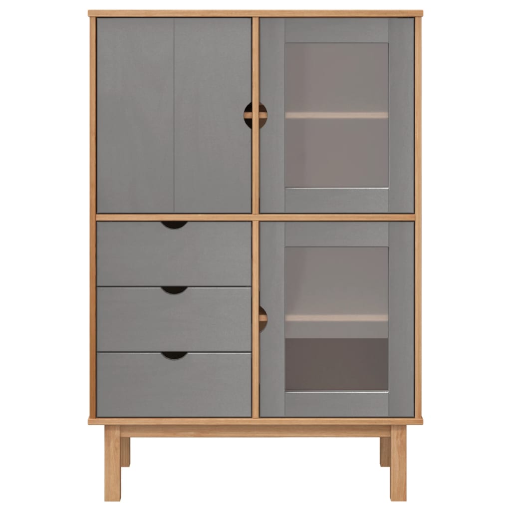 vidaXL Highboard "OTTA" Brown and Grey 85x43x125 cm Solid Wood Pine
