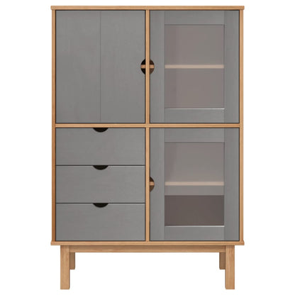 vidaXL Highboard "OTTA" Brown and Grey 85x43x125 cm Solid Wood Pine
