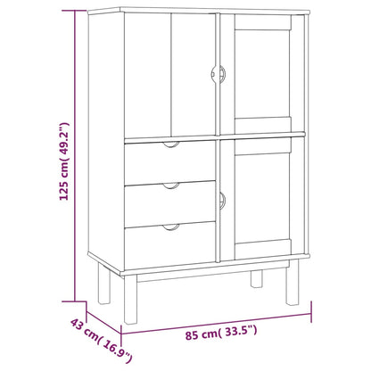 vidaXL Highboard "OTTA" Brown and Grey 85x43x125 cm Solid Wood Pine