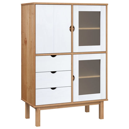vidaXL Highboard "OTTA" Brown and White 85x43x125 cm Solid Wood Pine
