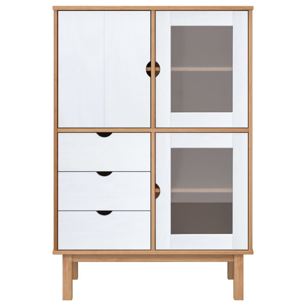 vidaXL Highboard "OTTA" Brown and White 85x43x125 cm Solid Wood Pine