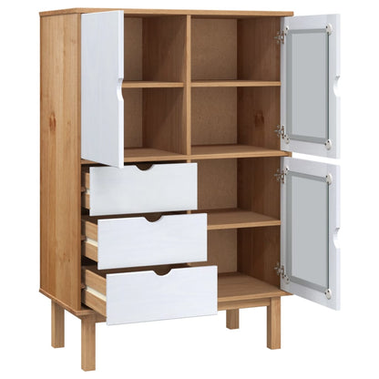 vidaXL Highboard "OTTA" Brown and White 85x43x125 cm Solid Wood Pine