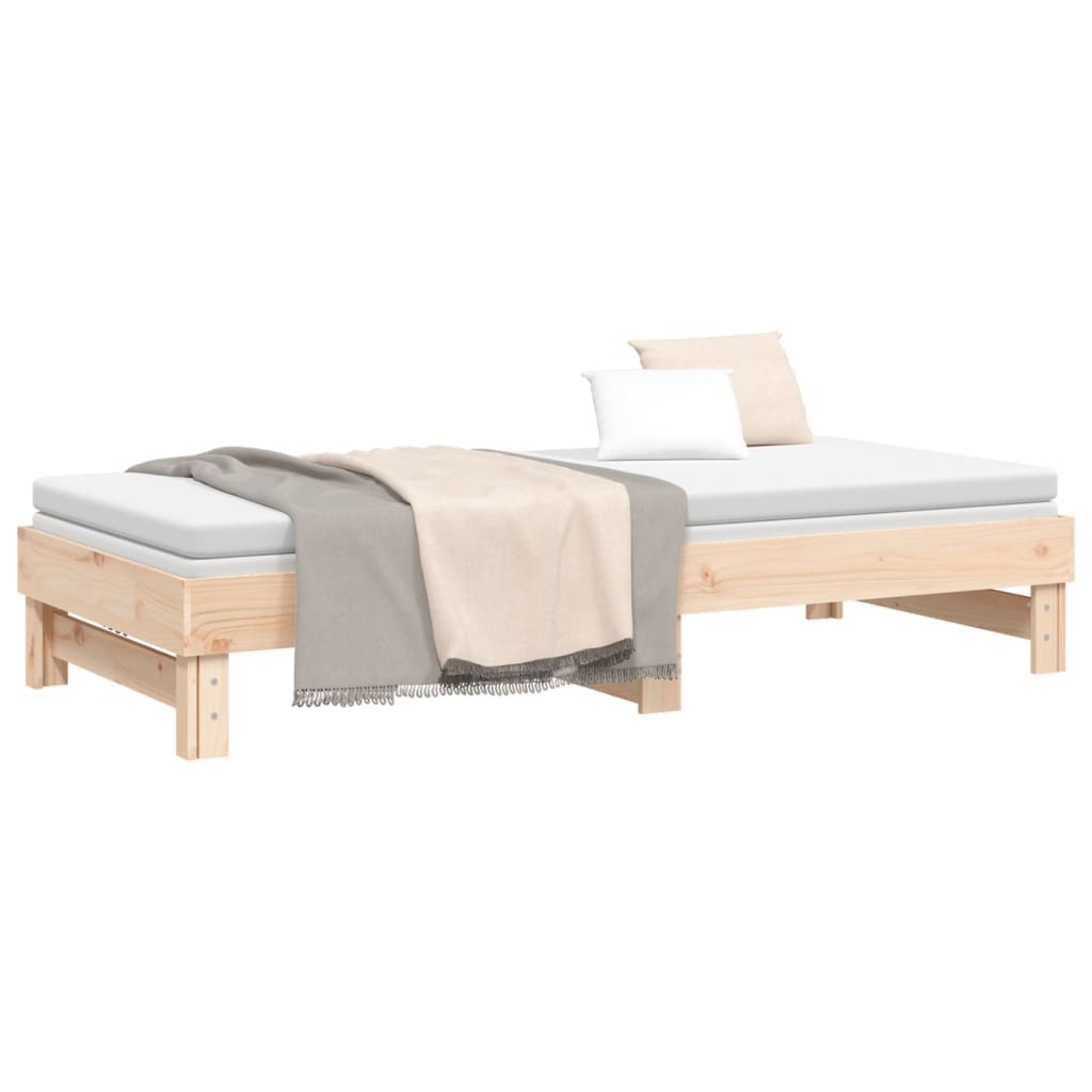 vidaXL Pull-out Day Bed without Mattress 2x(90x200) cm Solid Wood Pine