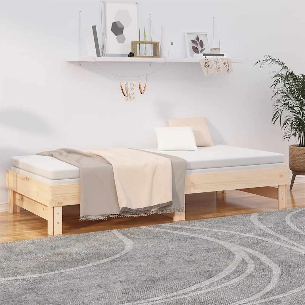 vidaXL Pull-out Day Bed without Mattress 2x(80x200) cm Solid Wood Pine