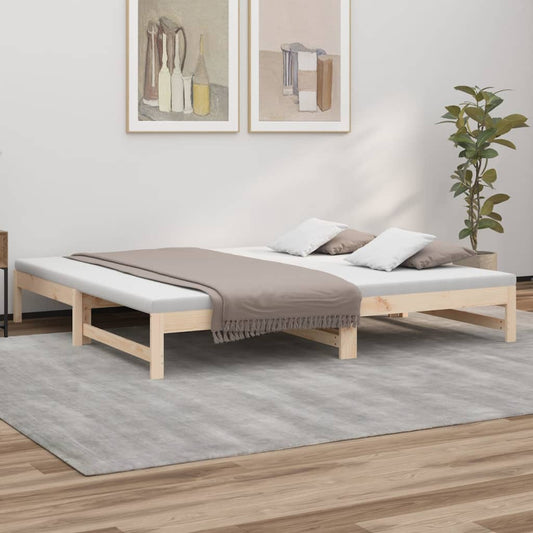 vidaXL Day Bed | Natural Pine | Solid pinewood | Double