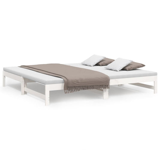 vidaXL Day Bed | White | Solid pinewood | Double