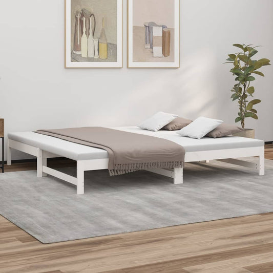 vidaXL Day Bed | White | Solid pinewood | Double