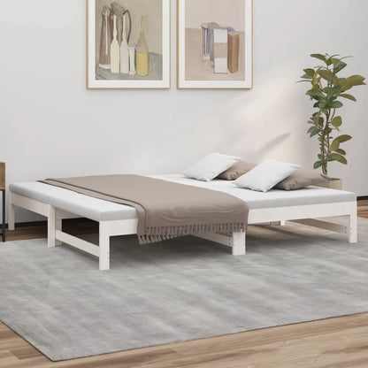 vidaXL Day Bed | White | Solid pinewood | 2x | Extendable | Day Bed