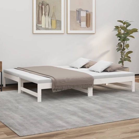 vidaXL Day Bed | White | Solid pinewood | 2x | Extendable | Day Bed