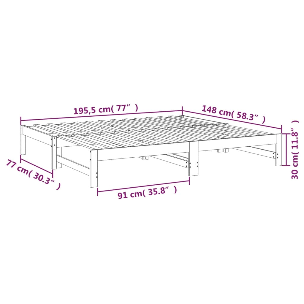 vidaXL Day Bed | Natural Pine | Solid pinewood | 75 x 190 cm