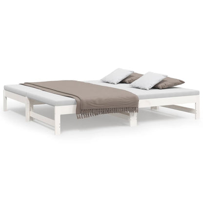 vidaXL Day Bed | White | Solid pine wood | Double | Extendable | Day Bed
