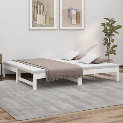 vidaXL Day Bed | White | Solid pine wood | Double | Extendable | Day Bed