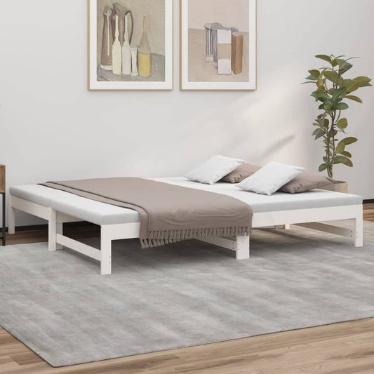 vidaXL Day Bed | White | Solid pine wood | Double | Extendable | Day Bed