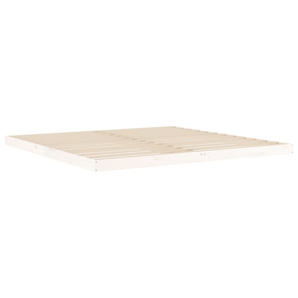 vidaXL Bed Frame | White | Solid pine wood, Plywood | Double | Durable