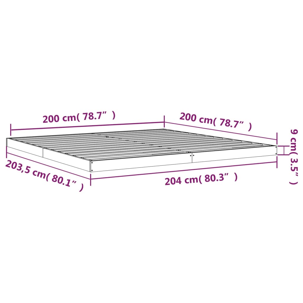vidaXL Bed Frame | White | Solid pine wood, Plywood | Double | Durable