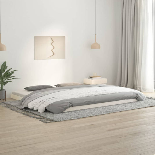 vidaXL Bed Frame | White | Solid pine wood, Plywood | Double | Durable