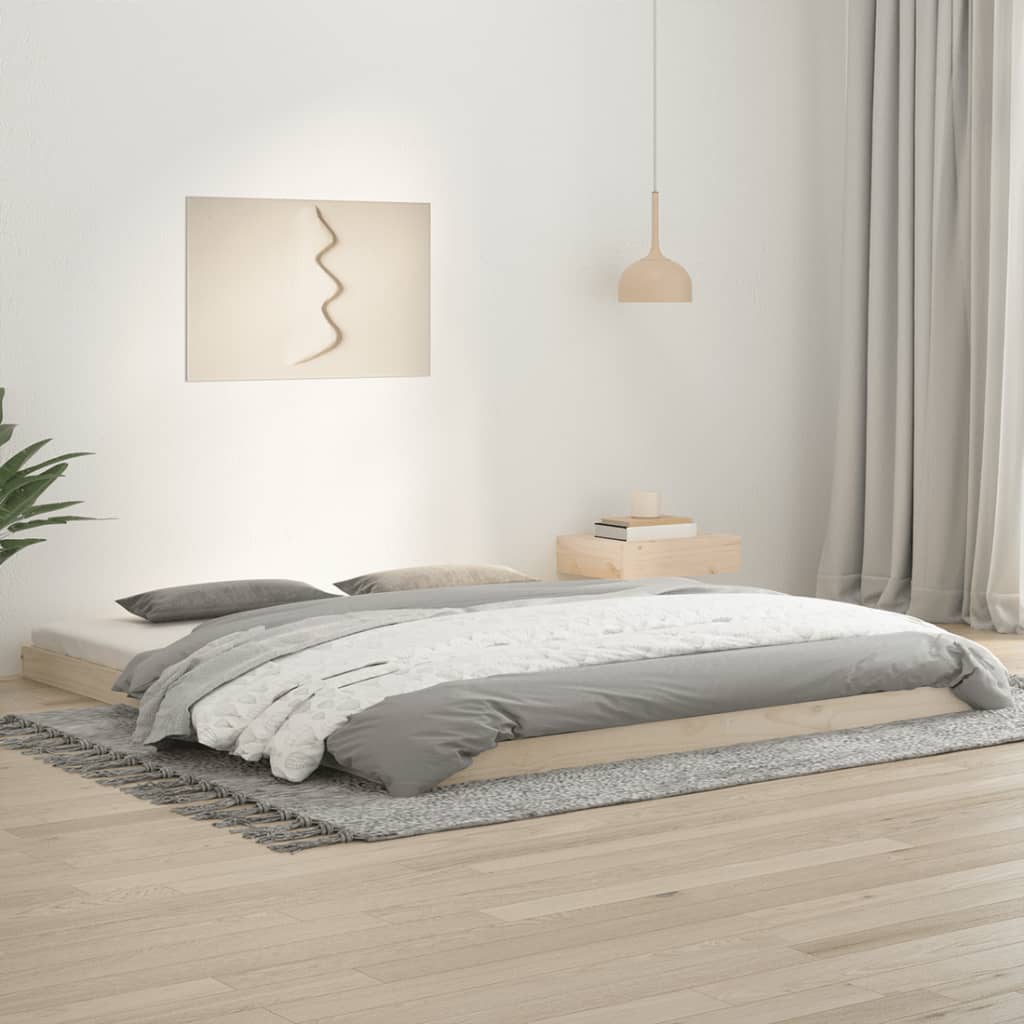 vidaXL Bed Frame | Natural Pine | Solid Pinewood, Plywood | Super King | Durable