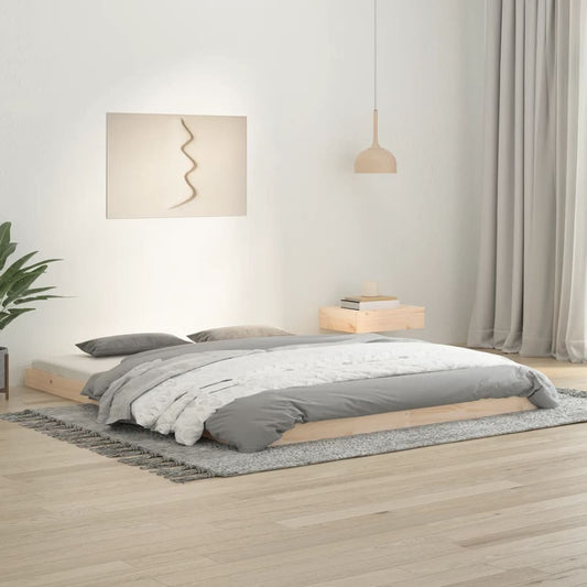 vidaXL Bed Frame | Natural pine | Solid pine wood and plywood | Standard Double
