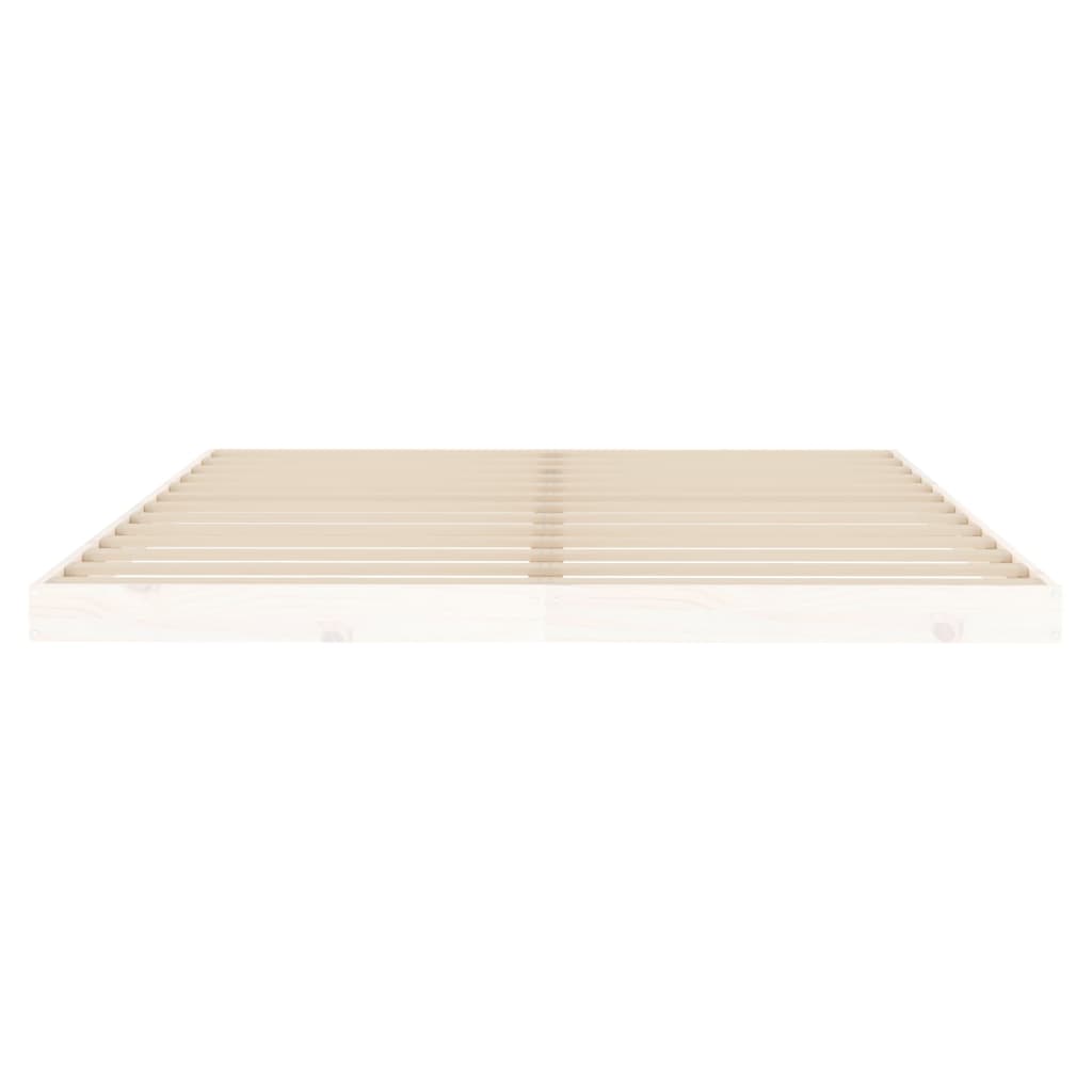 vidaXL Bed Frame | White | Solid Pine Wood, Plywood Slats | Double