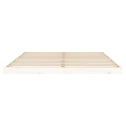 vidaXL Bed Frame | White | Solid Pine Wood, Plywood Slats | Double