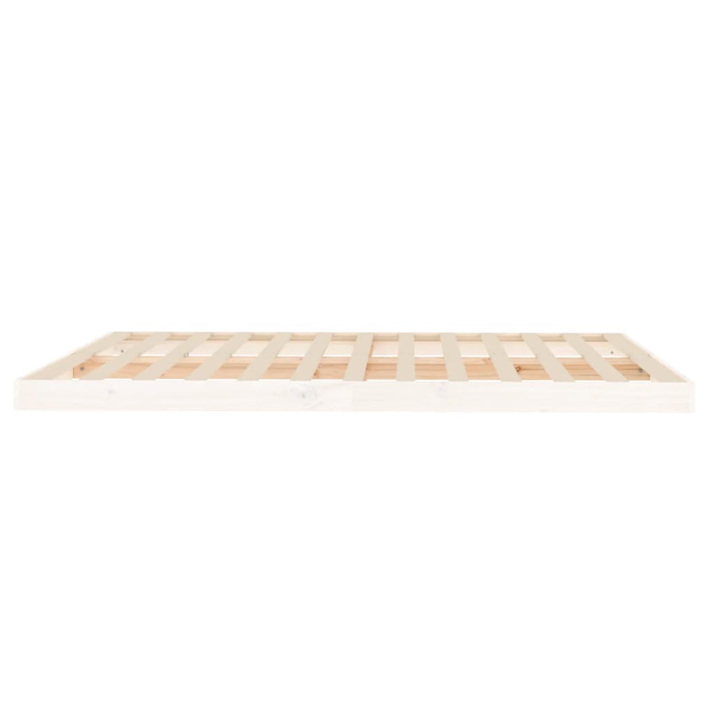 vidaXL Bed Frame | White | Solid Pine Wood, Plywood Slats | Double
