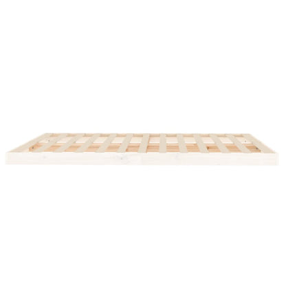 vidaXL Bed Frame | White | Solid Pine Wood, Plywood Slats | Double