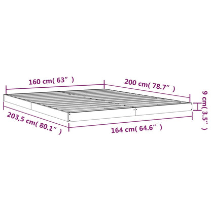 vidaXL Bed Frame | White | Solid Pine Wood, Plywood Slats | Double