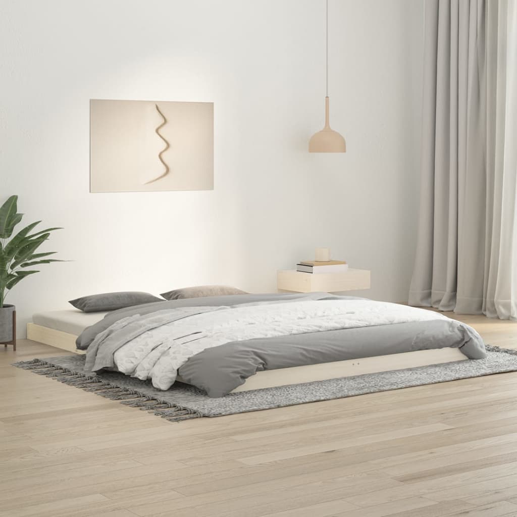 vidaXL Bed Frame | White | Solid Pinewood, Plywood | King Size | Durable