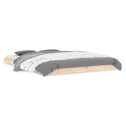 vidaXL Bed Frame | Natural Wood | Solid pinewood | Double | Light Weight