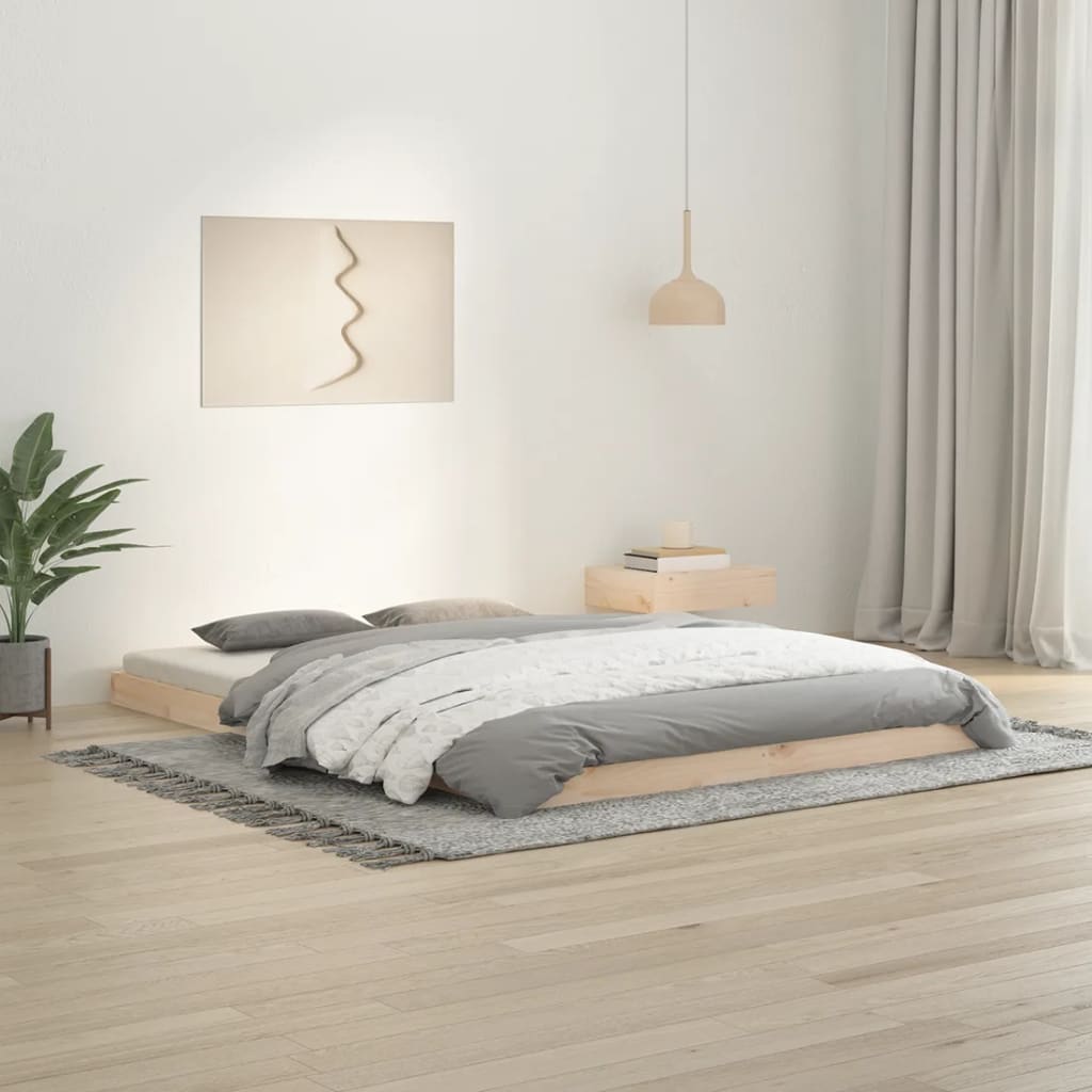 vidaXL Bed Frame | Natural Wood | Solid pinewood | Double | Light Weight